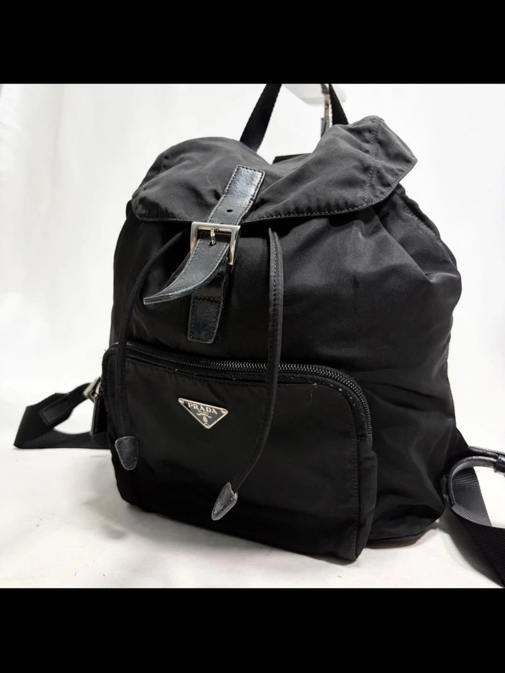 Prada Black Nylon Drawstring Backpack